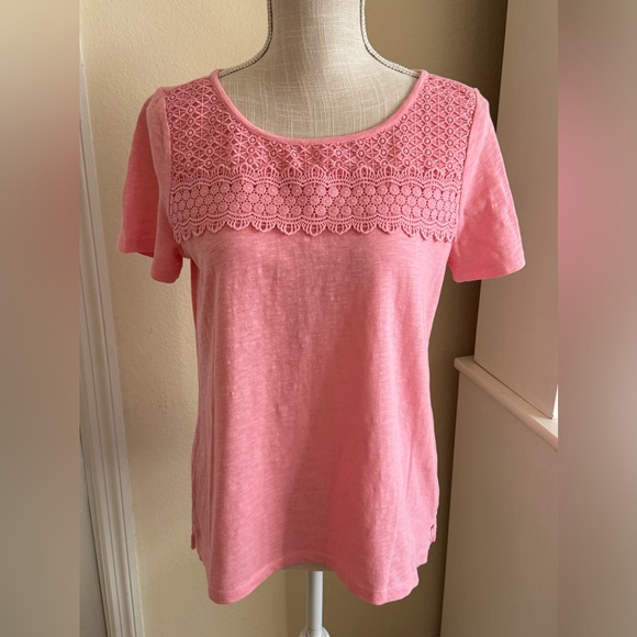 🌟HP🌟Talbots Pink Lace Tee - Picture 2 of 5
